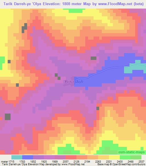 Tarik Darreh-ye 'Olya,Iran Elevation Map