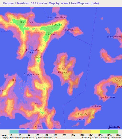 Degaya,Uganda Elevation Map