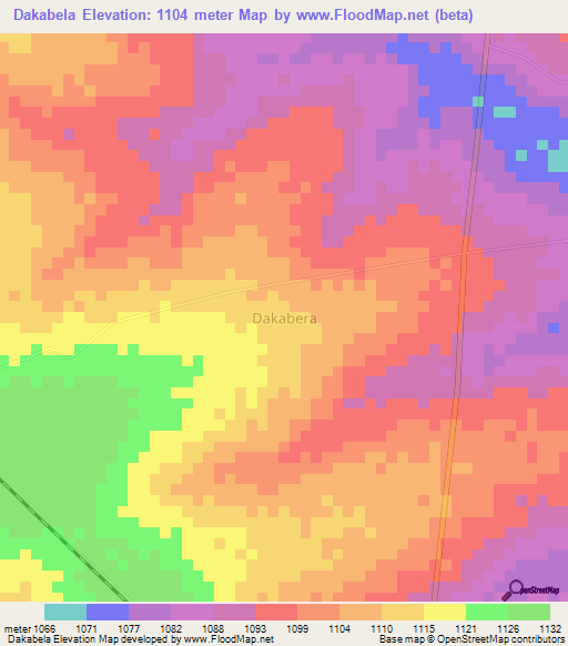 Dakabela,Uganda Elevation Map