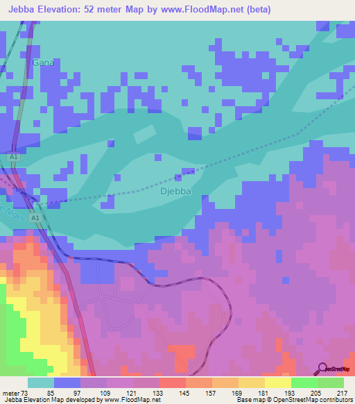 Jebba,Nigeria Elevation Map
