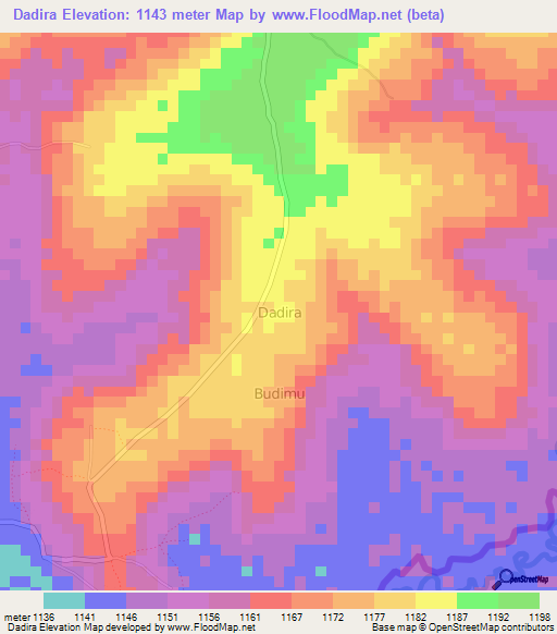 Dadira,Uganda Elevation Map