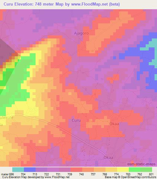 Curu,Uganda Elevation Map
