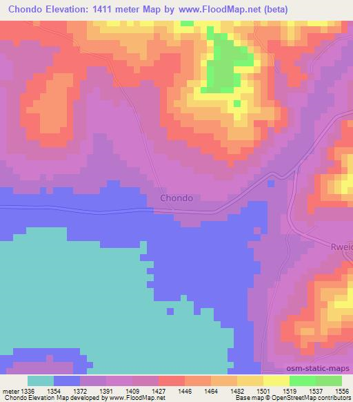 Chondo,Uganda Elevation Map