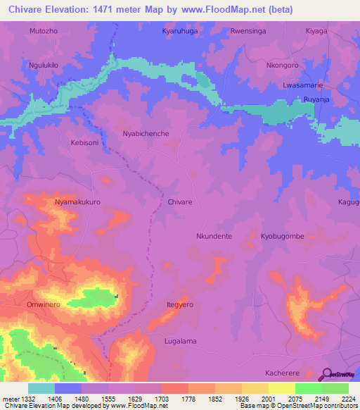 Chivare,Uganda Elevation Map