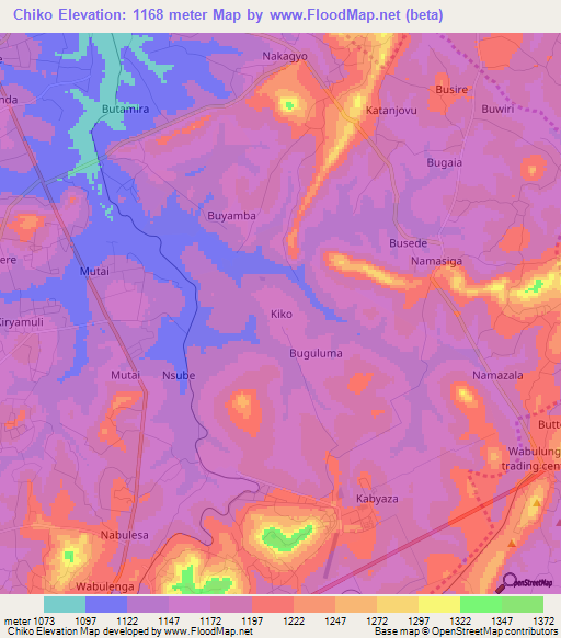 Chiko,Uganda Elevation Map
