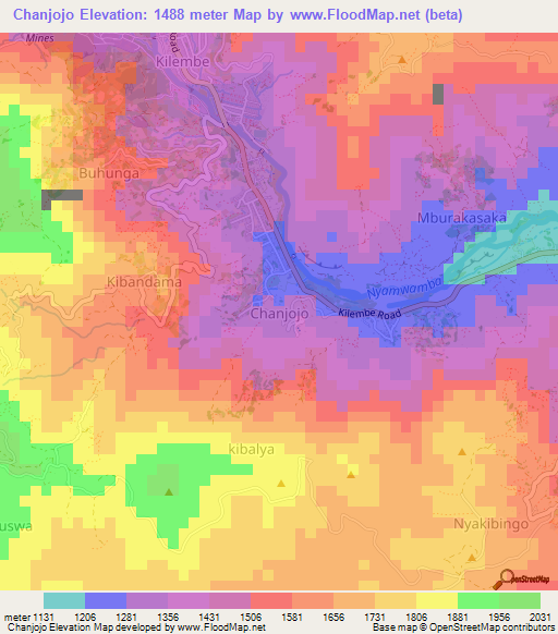 Chanjojo,Uganda Elevation Map