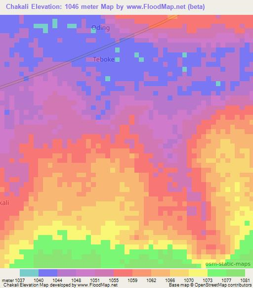 Chakali,Uganda Elevation Map