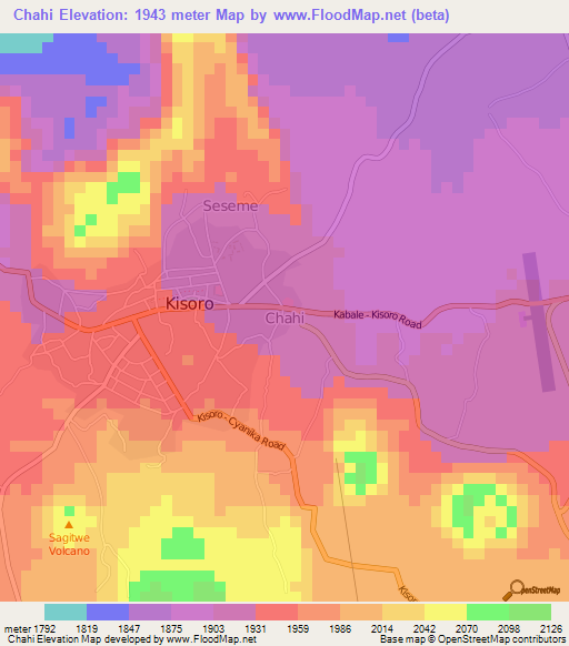 Chahi,Uganda Elevation Map