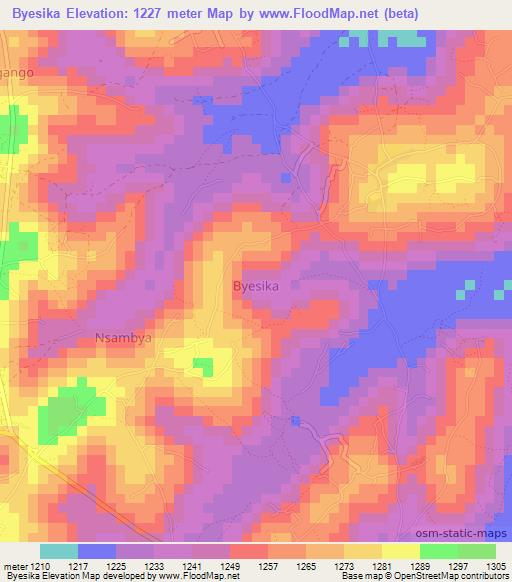 Byesika,Uganda Elevation Map