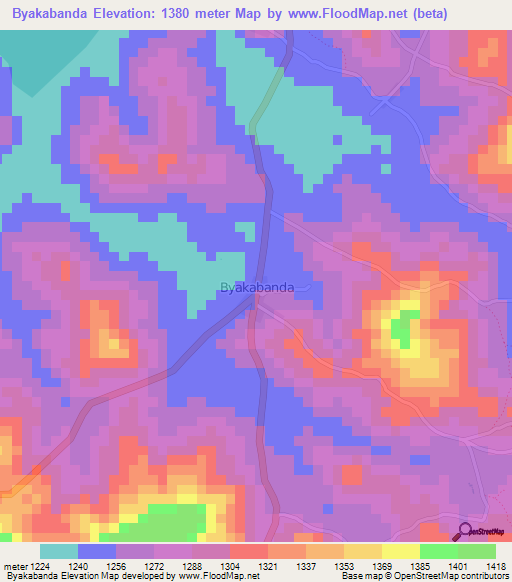 Byakabanda,Uganda Elevation Map