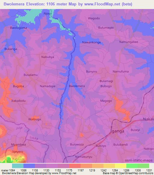 Bwolemera,Uganda Elevation Map