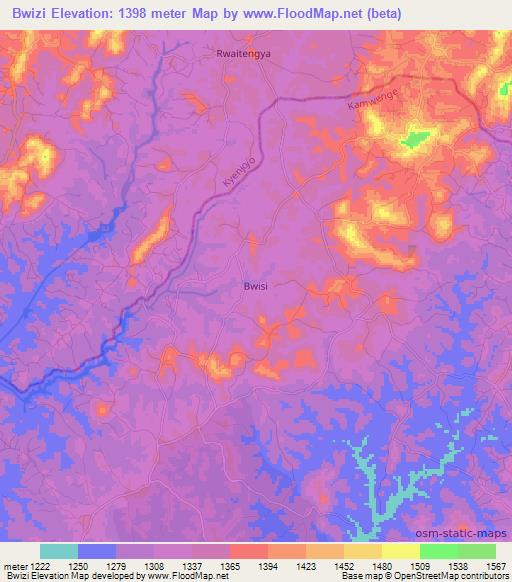Bwizi,Uganda Elevation Map