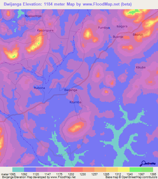 Bwijanga,Uganda Elevation Map