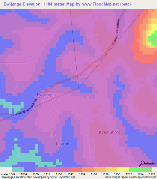 Bwijanga,Uganda Elevation Map