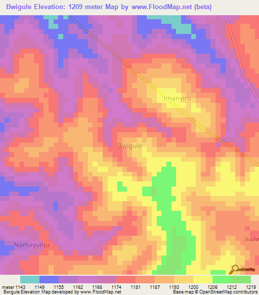 Bwigule,Uganda Elevation Map