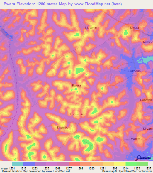 Bwera,Uganda Elevation Map