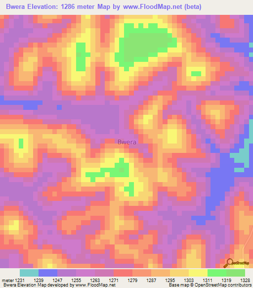 Bwera,Uganda Elevation Map