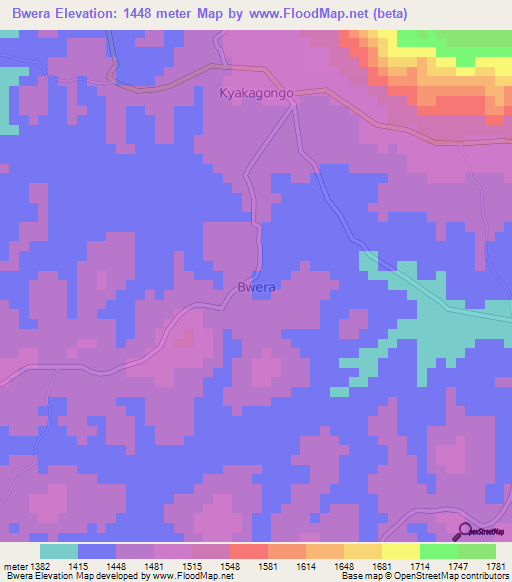 Bwera,Uganda Elevation Map