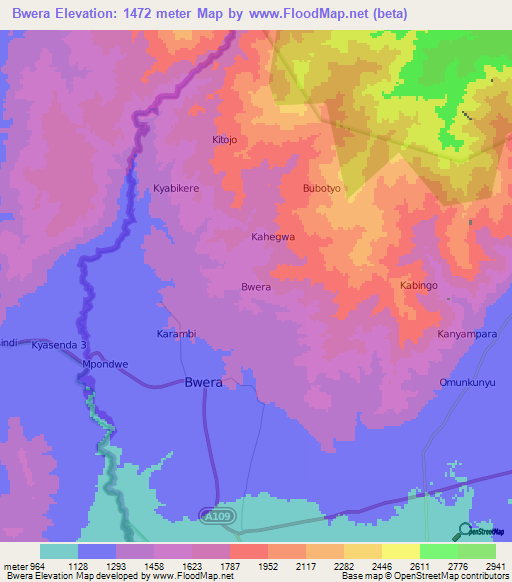 Bwera,Uganda Elevation Map