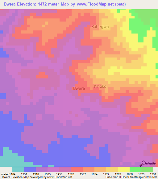 Bwera,Uganda Elevation Map
