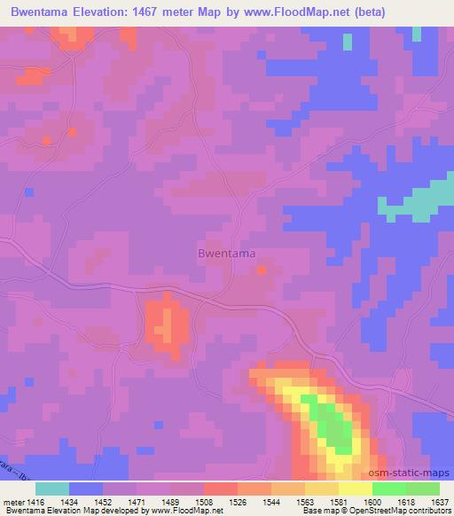 Bwentama,Uganda Elevation Map