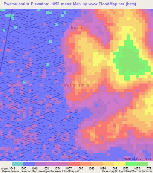 Bwamulamira,Uganda Elevation Map