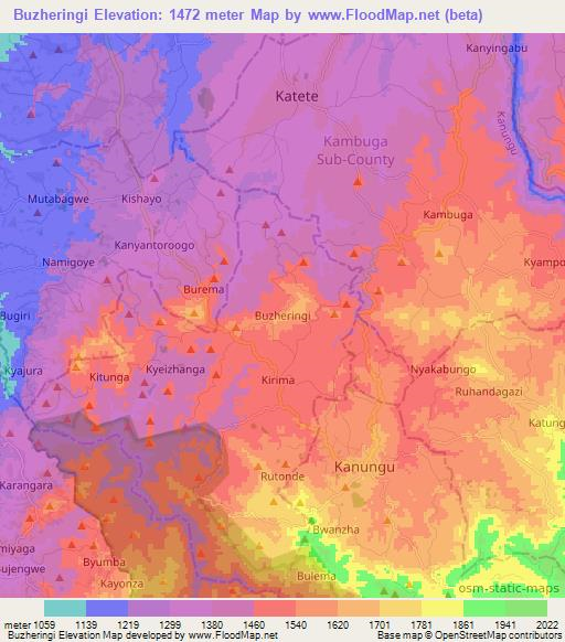 Buzheringi,Uganda Elevation Map