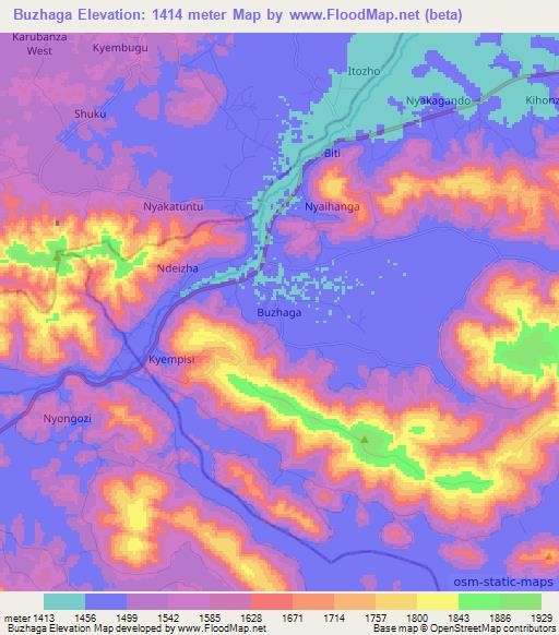 Buzhaga,Uganda Elevation Map
