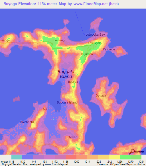 Buyoga,Uganda Elevation Map