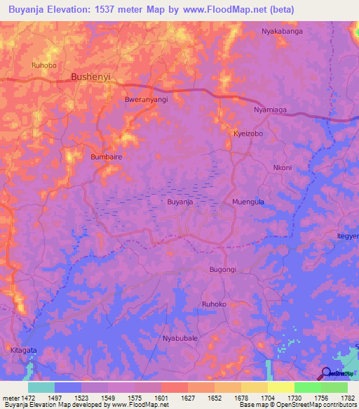 Buyanja,Uganda Elevation Map