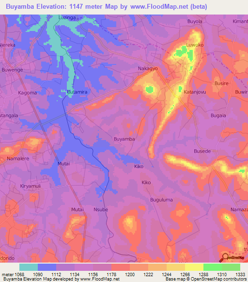 Buyamba,Uganda Elevation Map