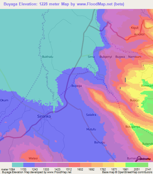 Buyaga,Uganda Elevation Map