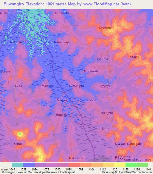 Buwungiro,Uganda Elevation Map