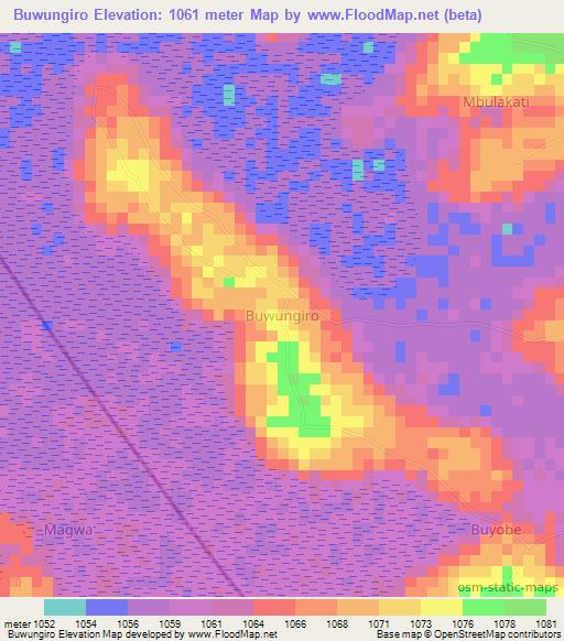 Buwungiro,Uganda Elevation Map