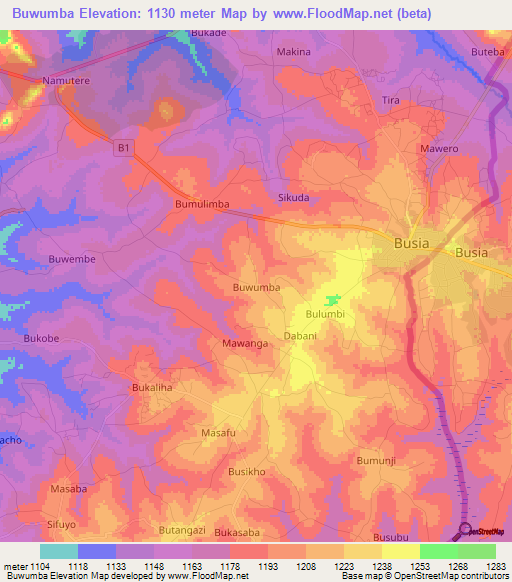 Buwumba,Uganda Elevation Map