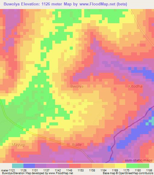 Buwolya,Uganda Elevation Map