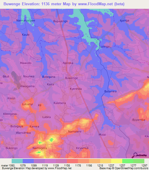 Buwenge,Uganda Elevation Map