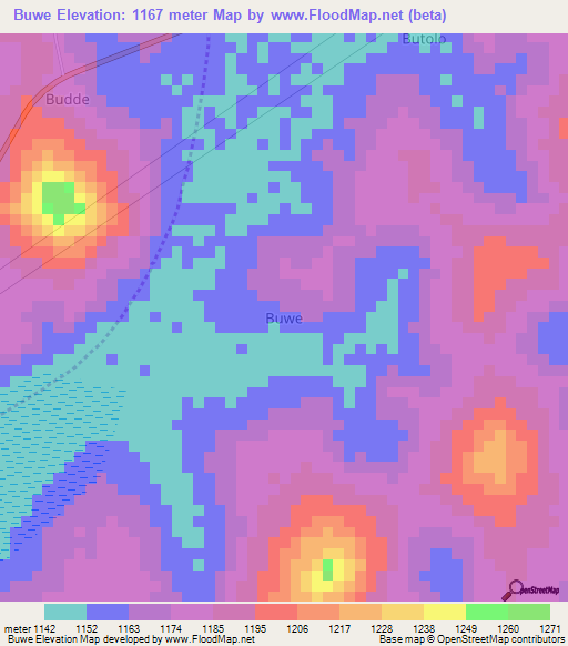 Buwe,Uganda Elevation Map