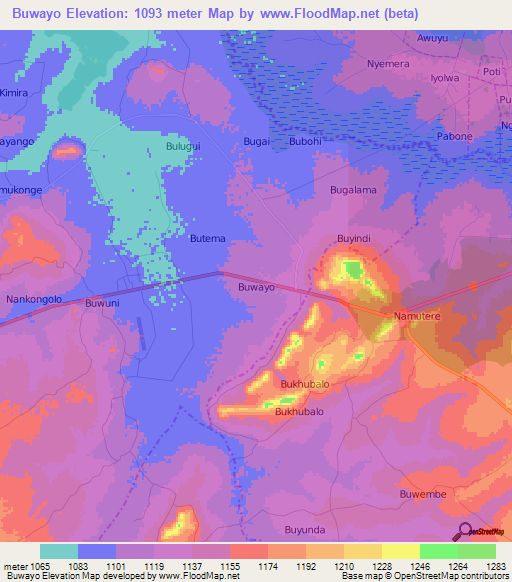 Buwayo,Uganda Elevation Map