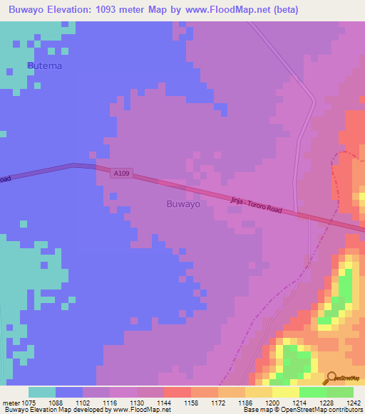 Buwayo,Uganda Elevation Map