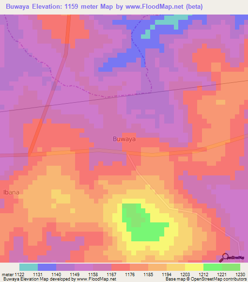Buwaya,Uganda Elevation Map