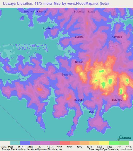 Buwaya,Uganda Elevation Map