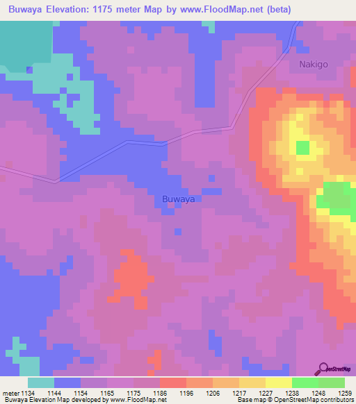 Buwaya,Uganda Elevation Map