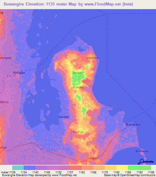 Buwangire,Uganda Elevation Map