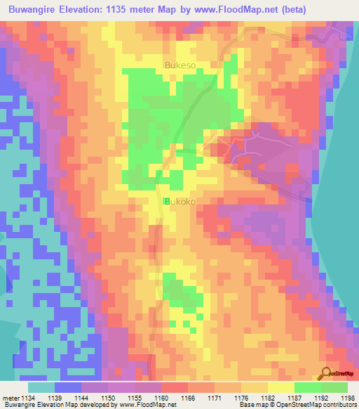 Buwangire,Uganda Elevation Map