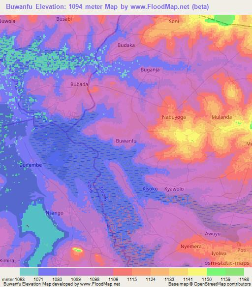 Buwanfu,Uganda Elevation Map