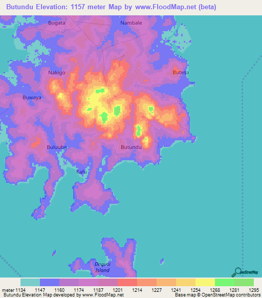 Butundu,Uganda Elevation Map