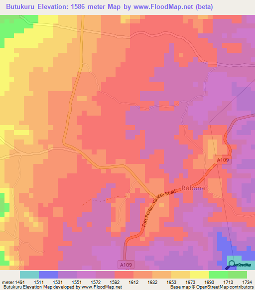 Butukuru,Uganda Elevation Map