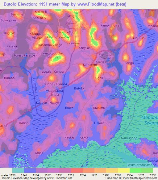 Butolo,Uganda Elevation Map