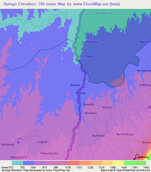 Butogo,Uganda Elevation Map